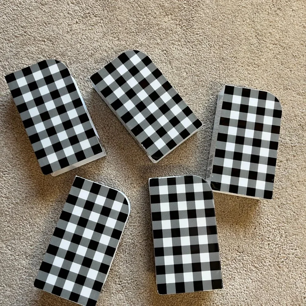Checkered Black White Desktop Pen Pencil‎ Holder Set of 5 (NEW)